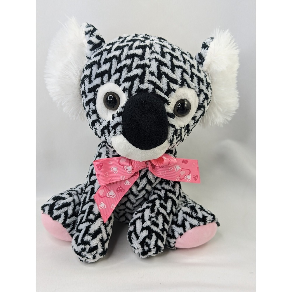 Hug Luv Koala Bear Plush 10 Inch Black Chevron White Stuffed Animal Toy